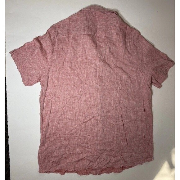 Cabana Shirt 100% Linen Button Down Size Large Men's Pink Short Sleeve - Picture 6 of 8